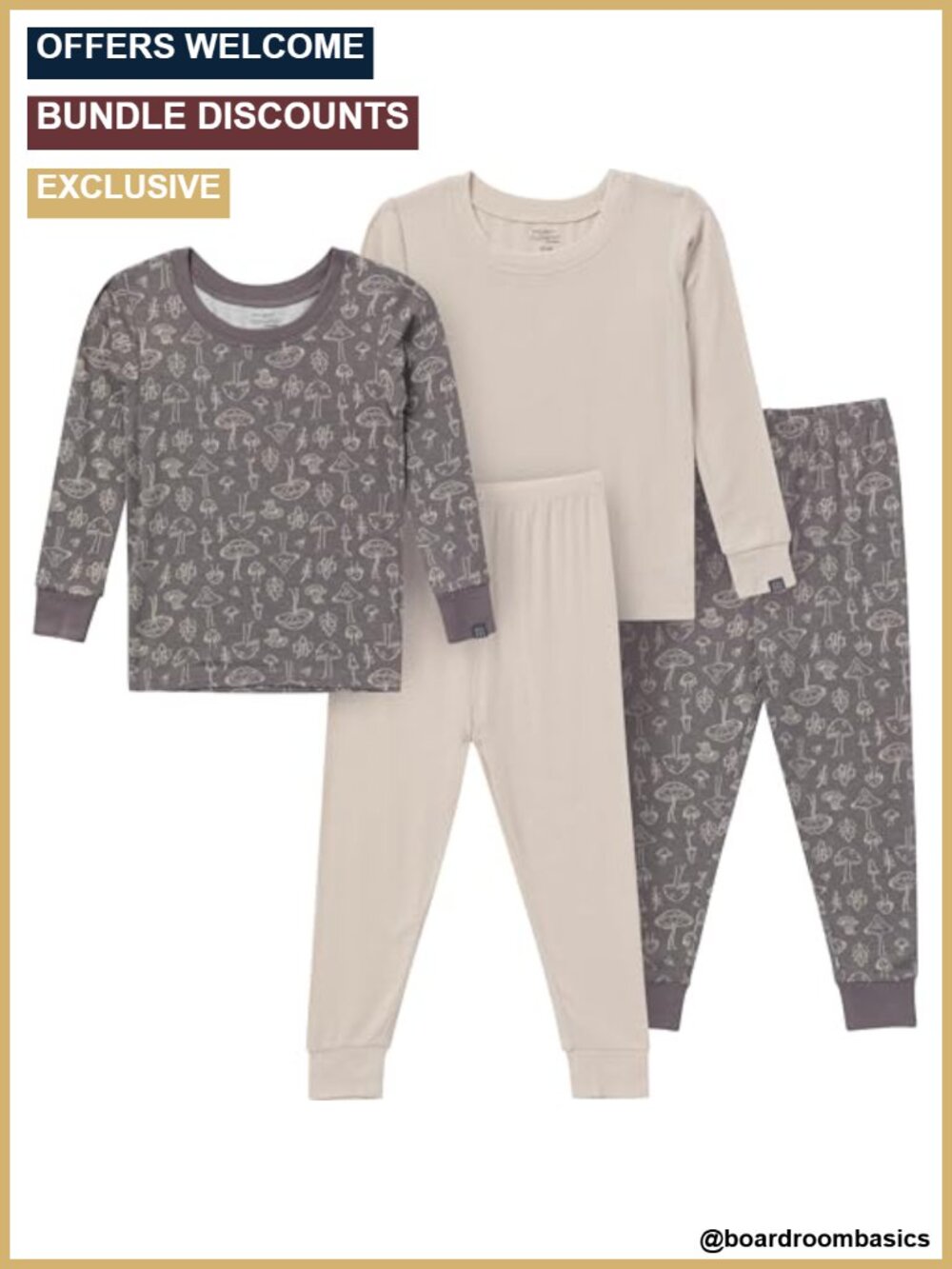 Baby 4 Piece Tight Fitting Pajama Sets Stretch Viscose